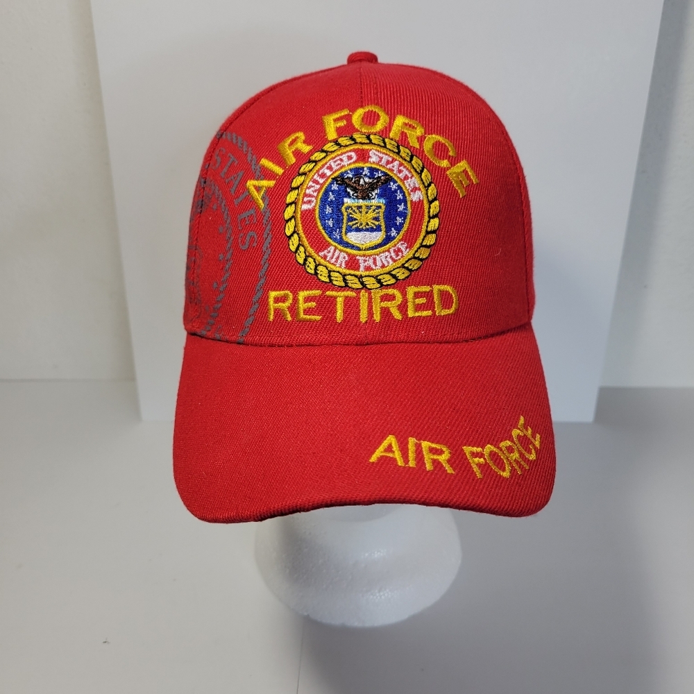 Mens Red Air Force retired Shadow Emblem Hat Hook & Loop adjustable back